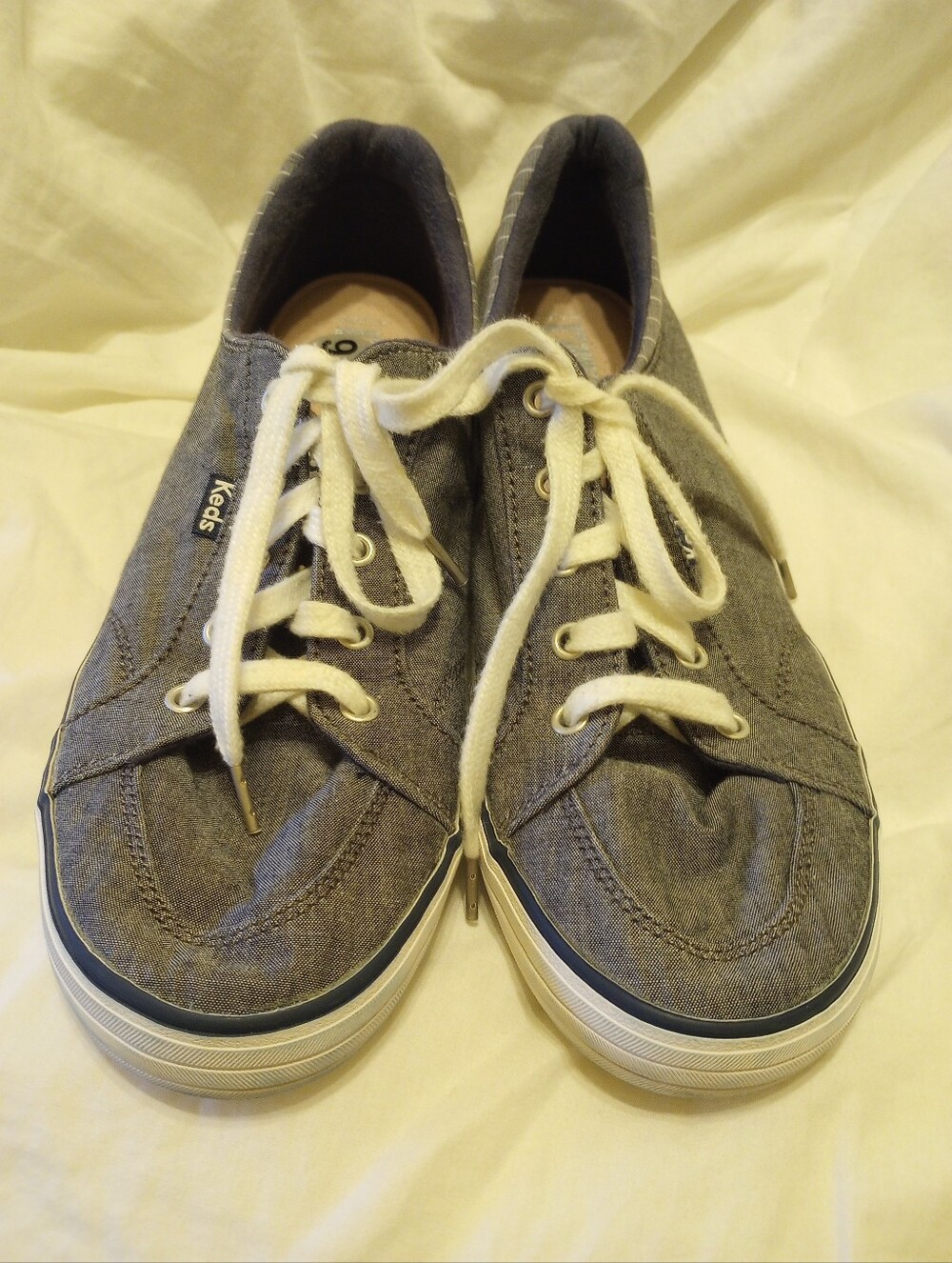Keds Woman's Gray/Blue Lace-Up Sneakers